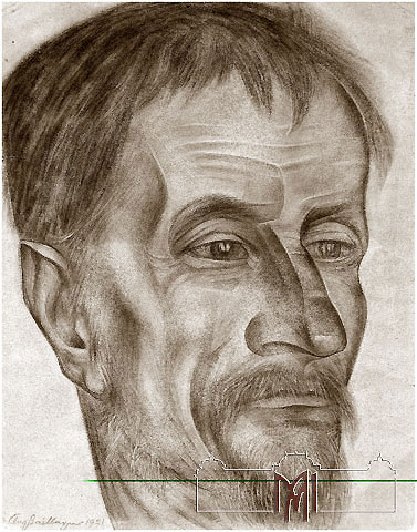 Auguste Baillayre (1879-1962) Portrait of a man, 1921, paper, charcoal, white pastel, 64,7x50,3cm